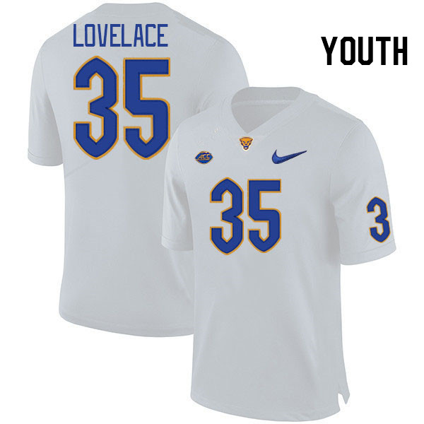 Youth #35 Braylan Lovelace Pitt Panthers College Football Jerseys Stitched Sale-White